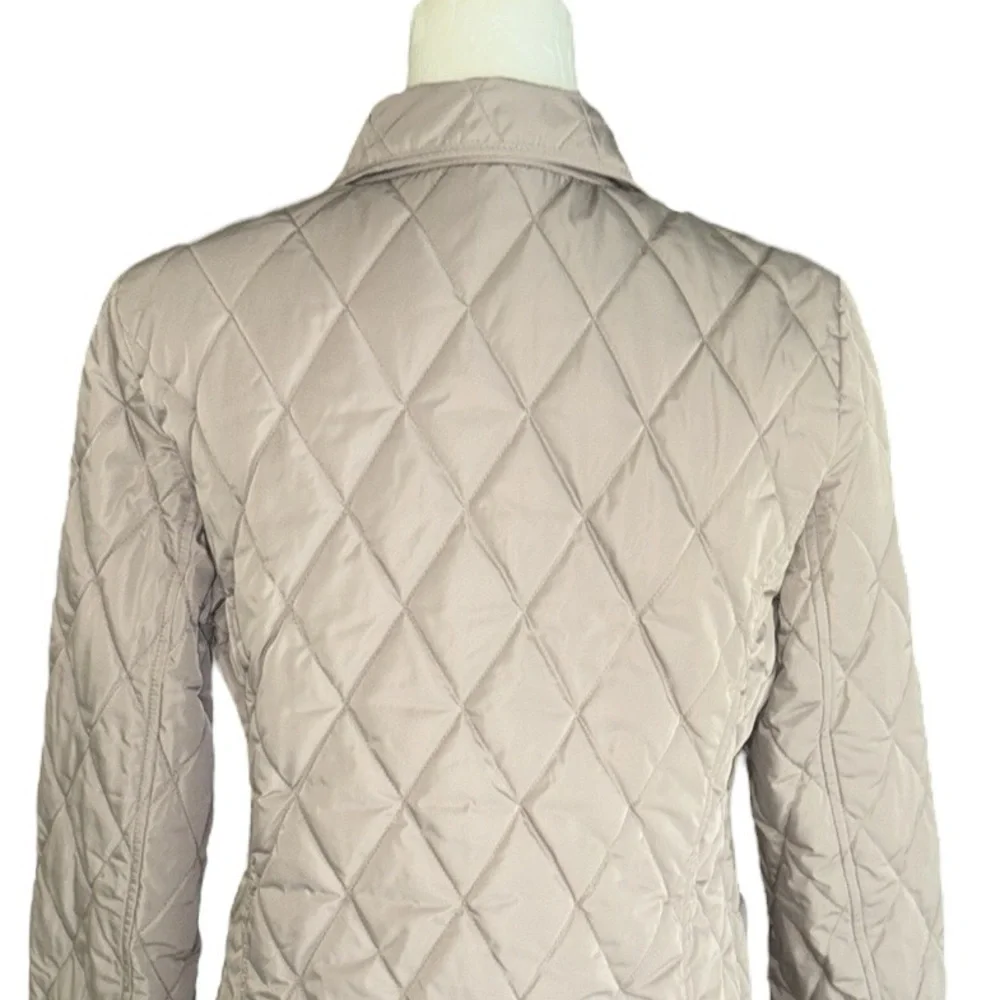 Lafayette 148 New York Beige Khaki Quilted Jacket Coat - M